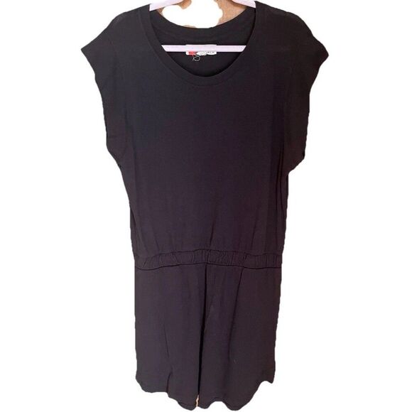Free People FP Beach Tee Shirt Dress Size Large Black Elastic Waist Cotton - Picture 1 of 6